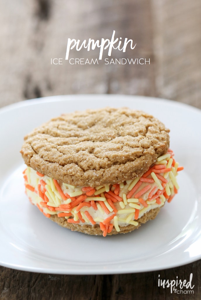 Pumpkin Ice Cream Sandwich | inspiredbycharm.com for Eighteen25