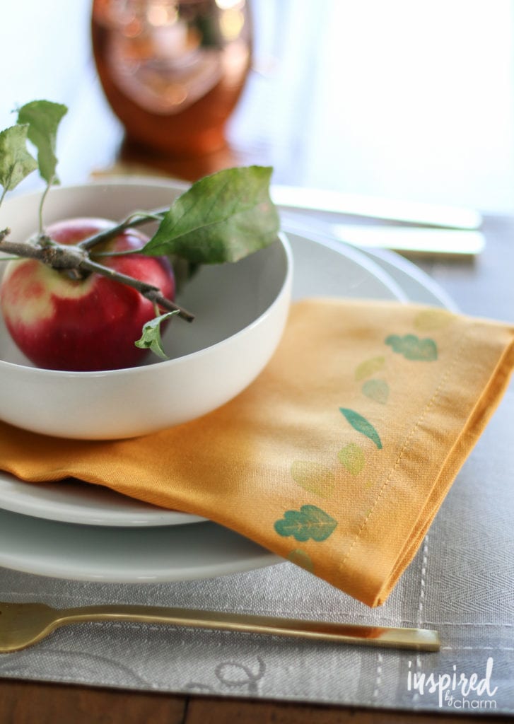 DIY Stamped Napkins - Favorite Fall Decor Ideas | Inspired by Charm