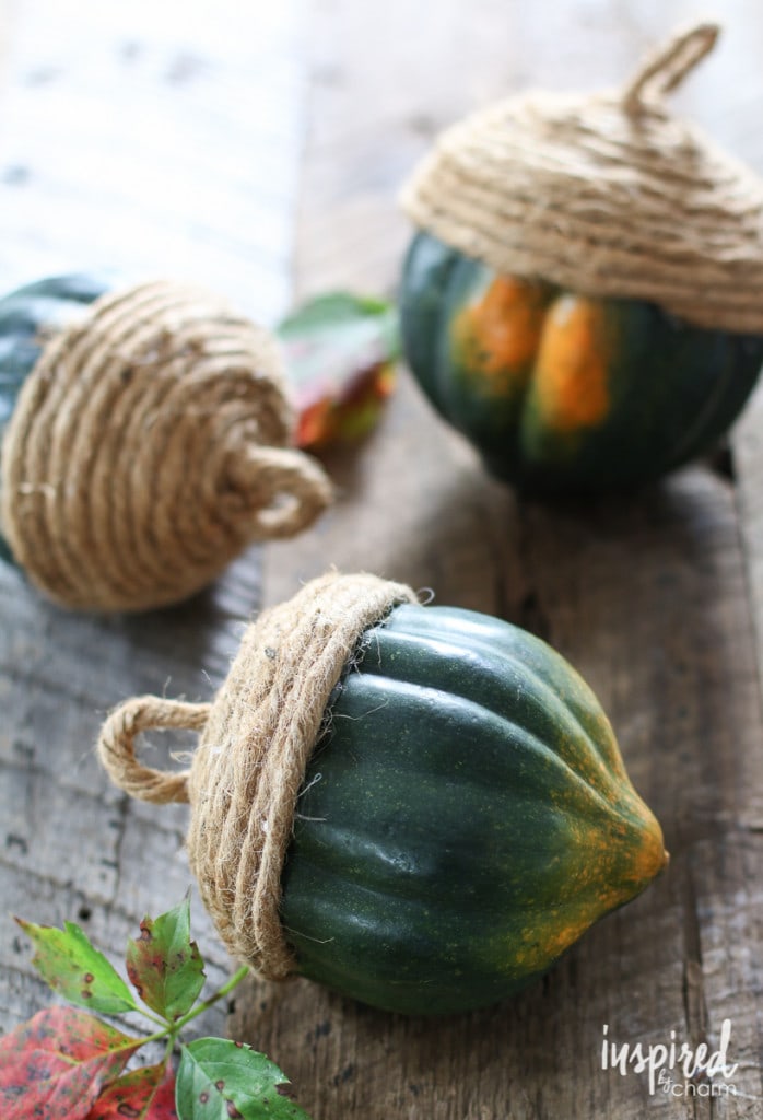 "Acorn" Twine Wrapped Acorn Squash - Favorite Fall Decor Ideas | Inspired by Charm