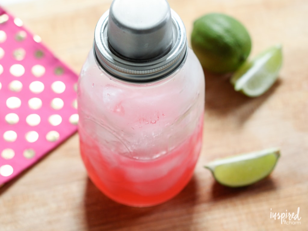 shaker bottle filled with cranberry, lime, and sweet citrus vodka