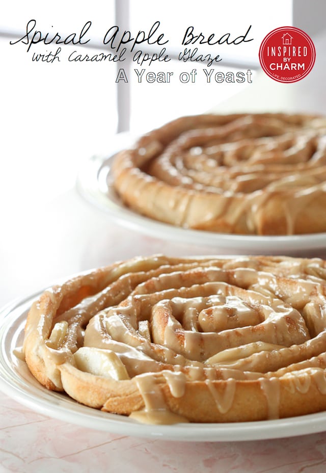 Spiral Apple Bread with Caramel Apple Glaze | Inspired by Charm