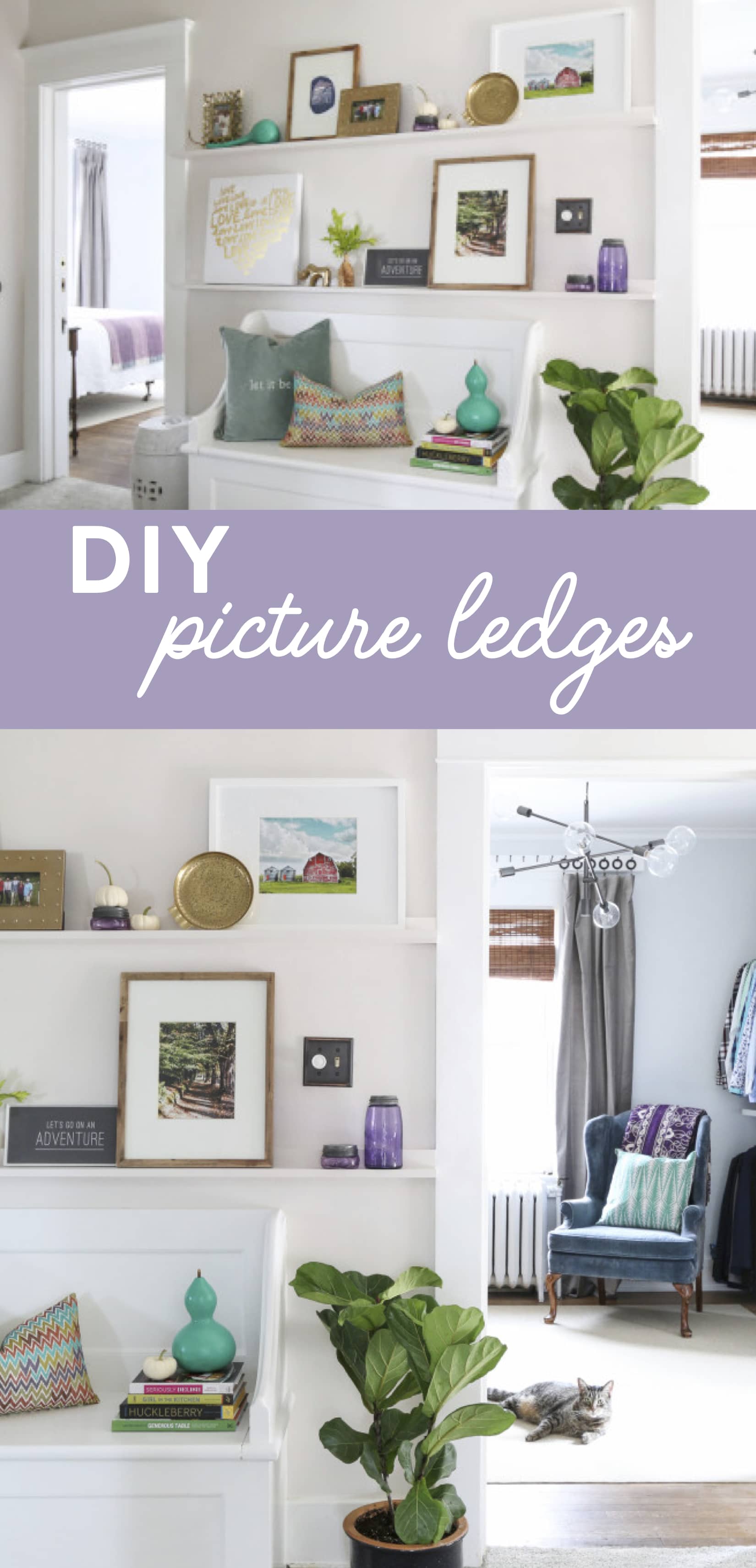 #DIY Picture Ledge tutorial - quick and inexpensive project anyone can tackle. #Picture #ledges are an easy way to decorate a wall with ease and style!