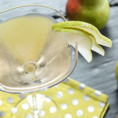 pear cocktail in martini glass