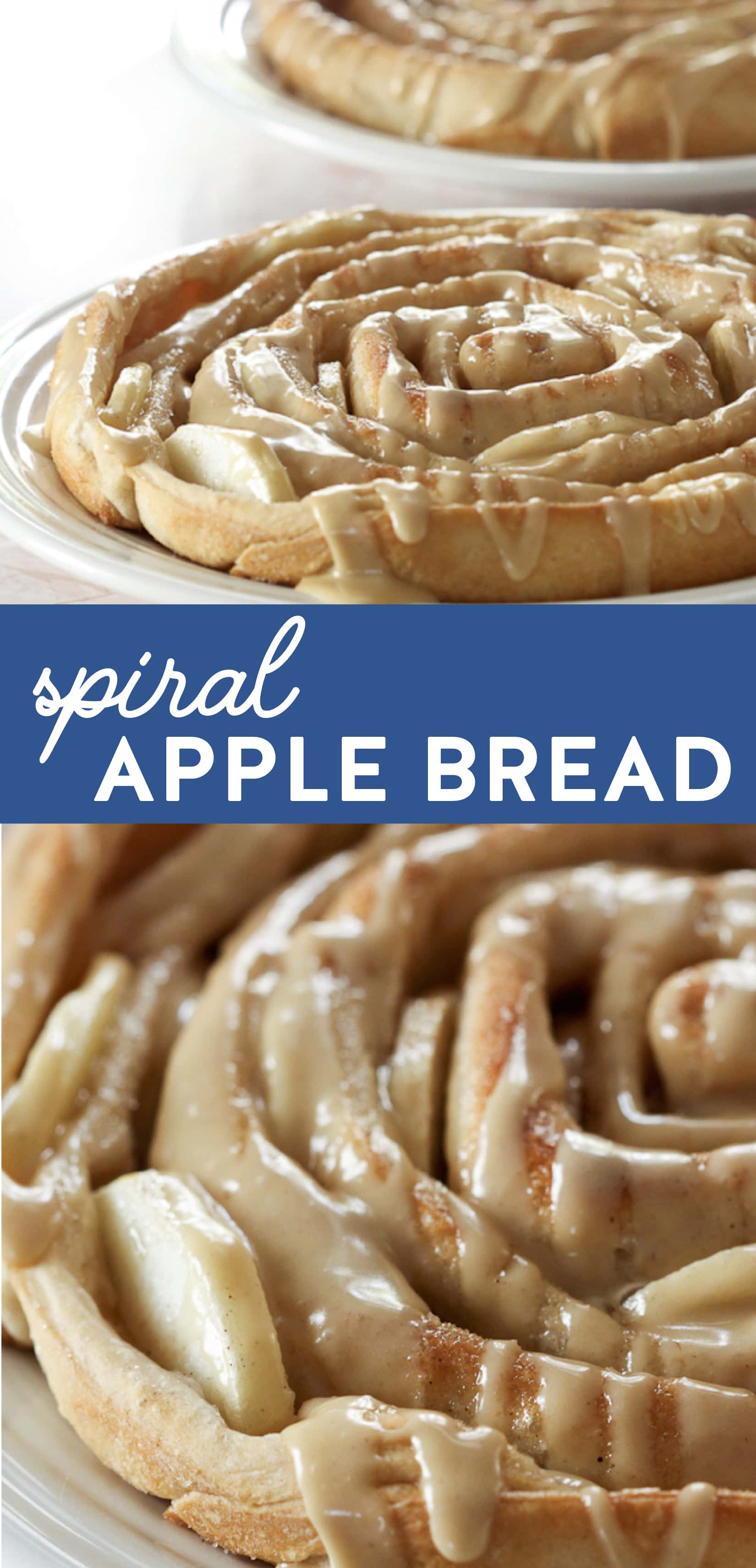 This Spiral Apple Bread with Caramel Apple Glaze is both delicious and beautiful! #apple #bread #recipe