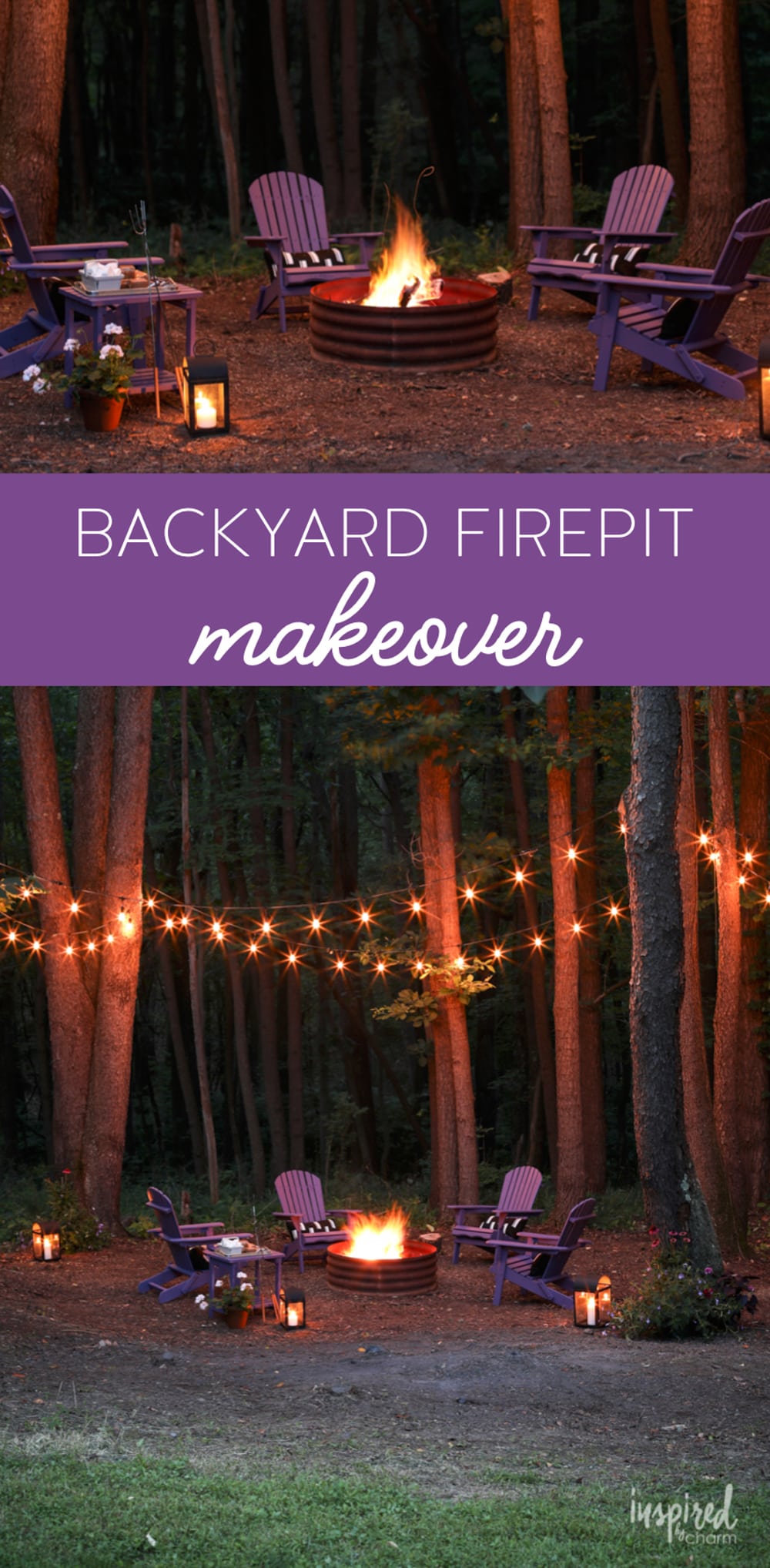 Outdoor Backyard Fire Pit Makeover, Solar Lights Around Fire Pit