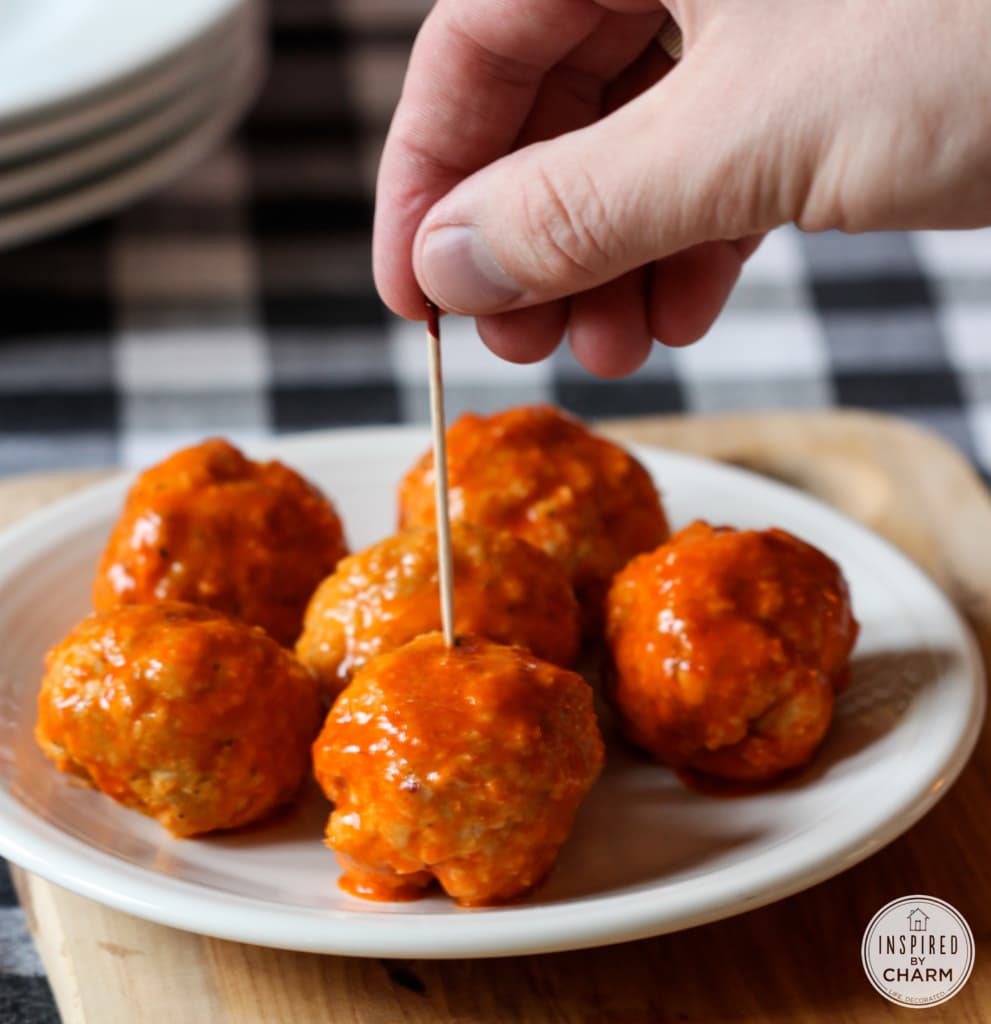 Buffalo and Blue Cheese-Stuffed Crockpot Meatballs appetizer recipe