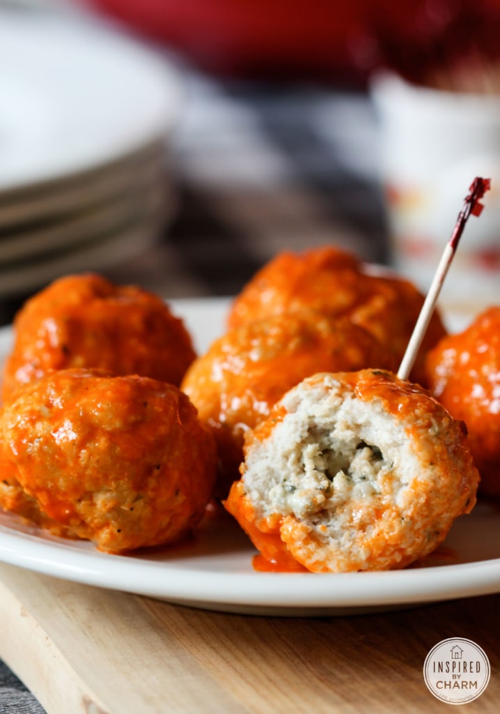 Blue Cheese Stuffed Buffalo Meatballs | Inspired by Charm