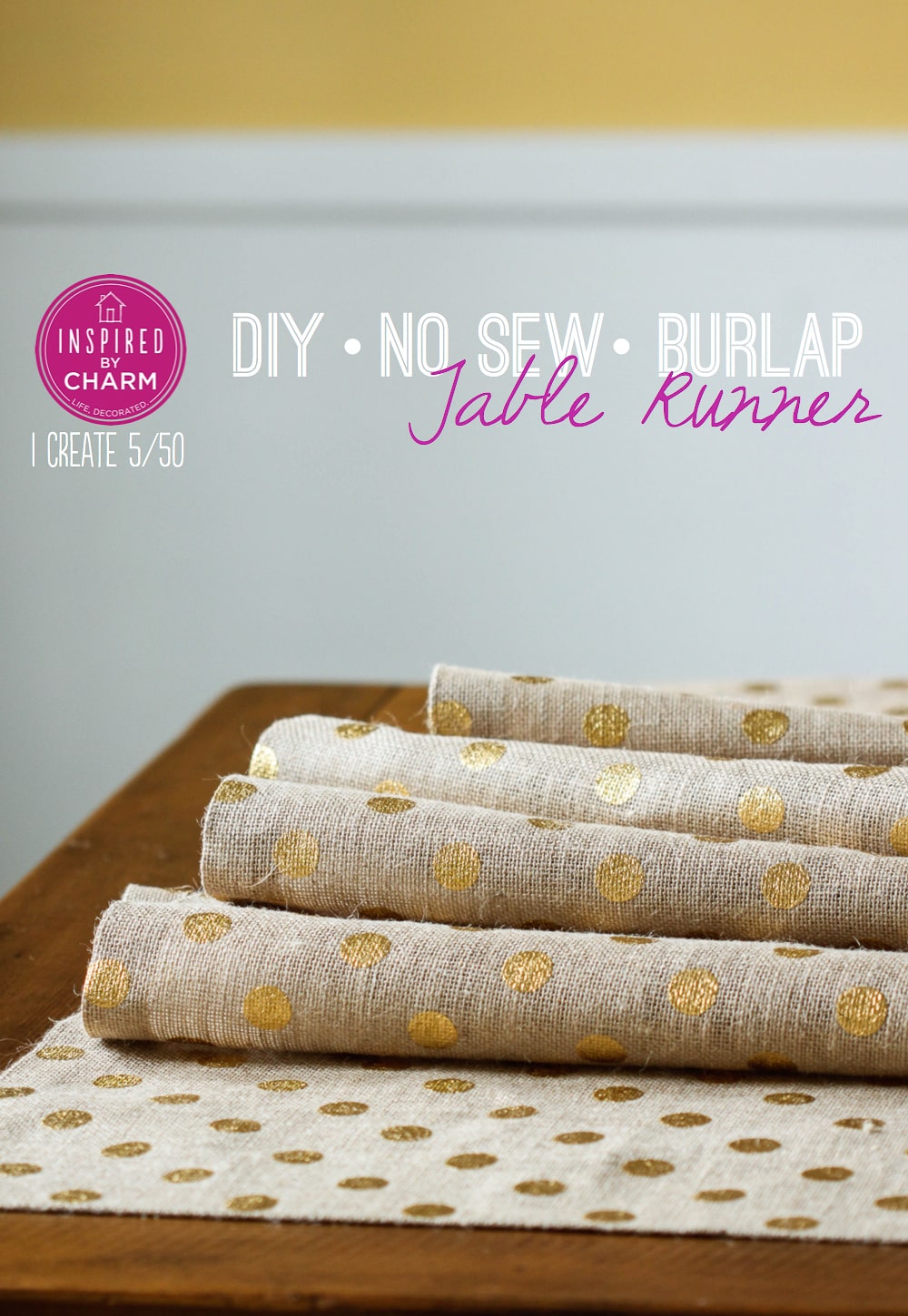 Burlap Table Runner - easy and simple DIY no-sew tutorial