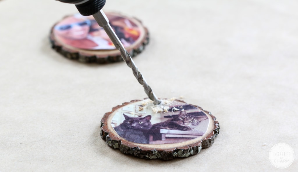 DIY Wood Slice Photo Ornaments | Inspired by Charm