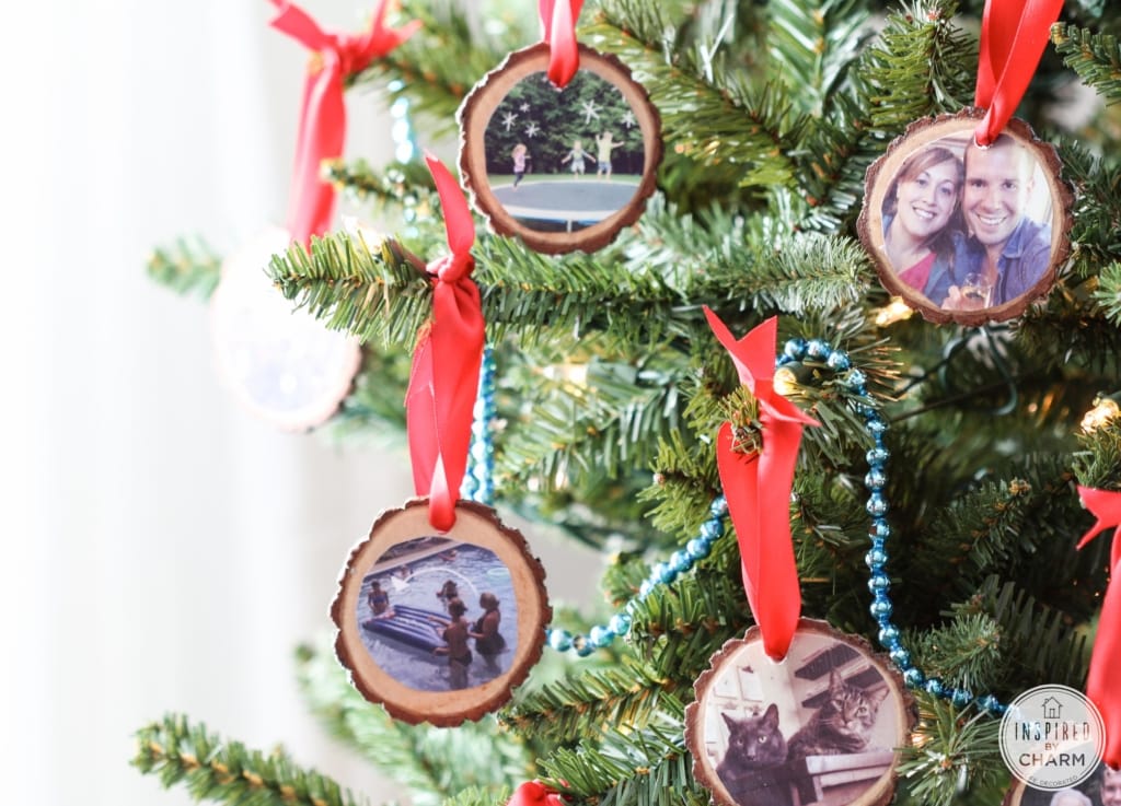 DIY Wood Slice Photo Ornaments | Inspired by Charm