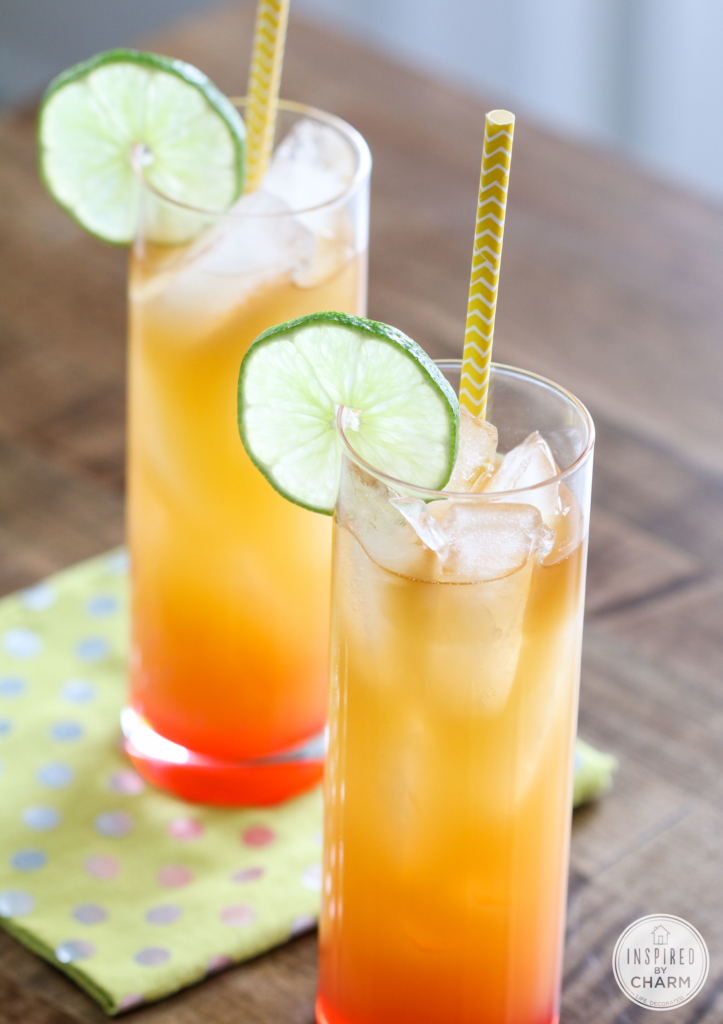 rum punch garnished with lime