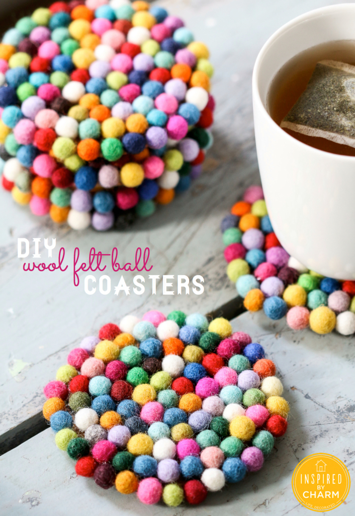 DIY Wool Felt Ball Coasters | Inspired by Charm