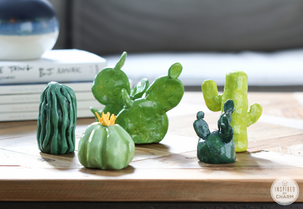 handmade clay cactus sculptures as a gifts 