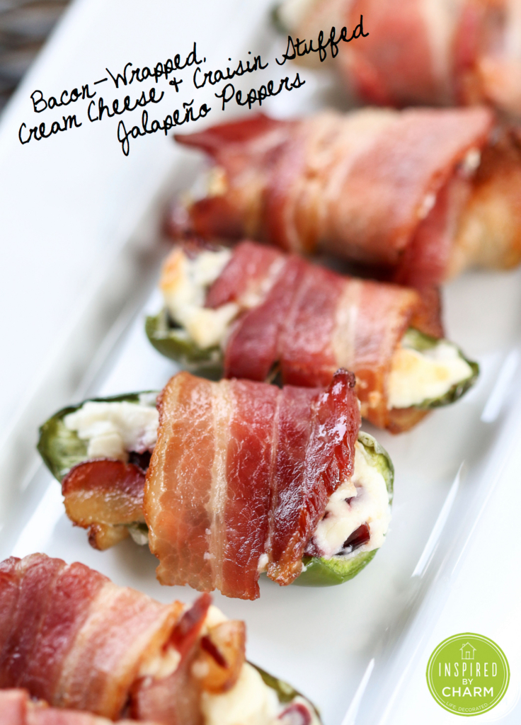  Bacon-Wrapped, Cream Cheese and Craisin-Stuffed Jalapeño Peppers | Inspired by Charm
