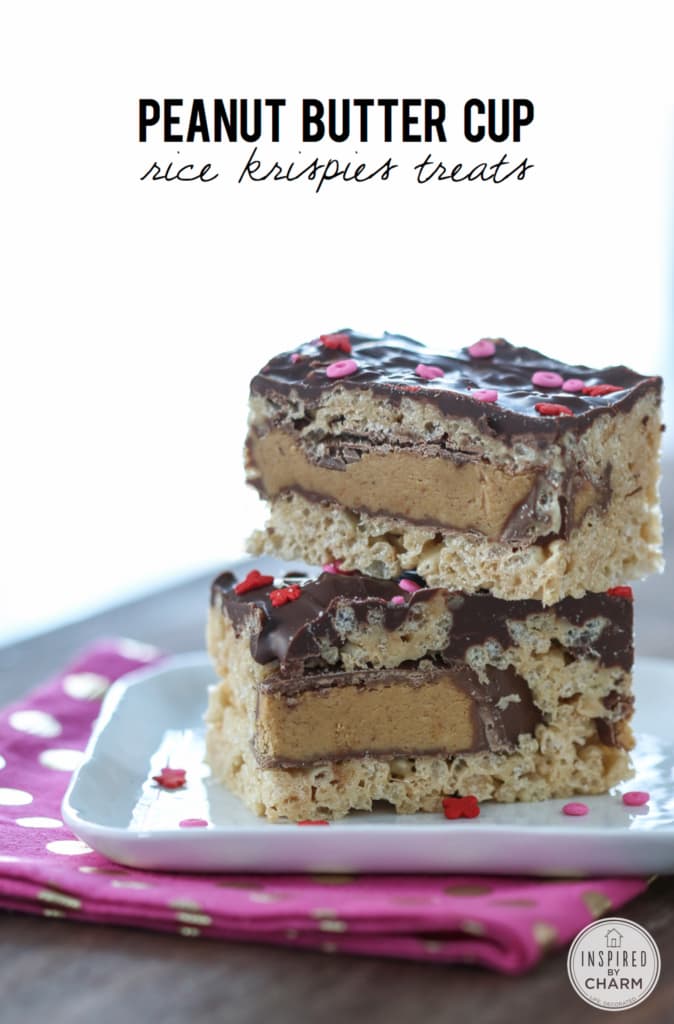 Peanut Butter Cup Rice Krispies Treats | Inspired by Charm