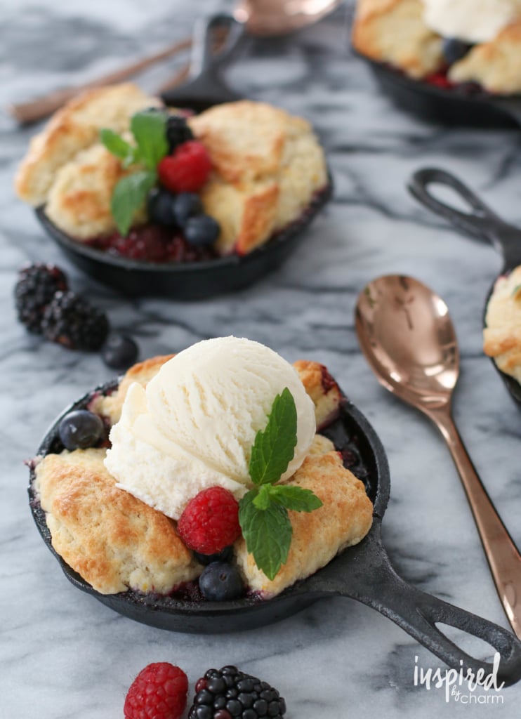 Mini Skillet Berry Cobblers | Inspired by Charm