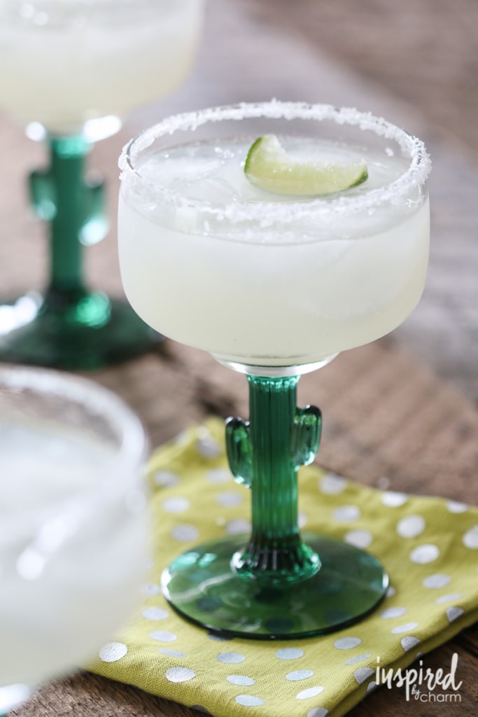 Classic Margarita Recipe in a cactus margarita glass.