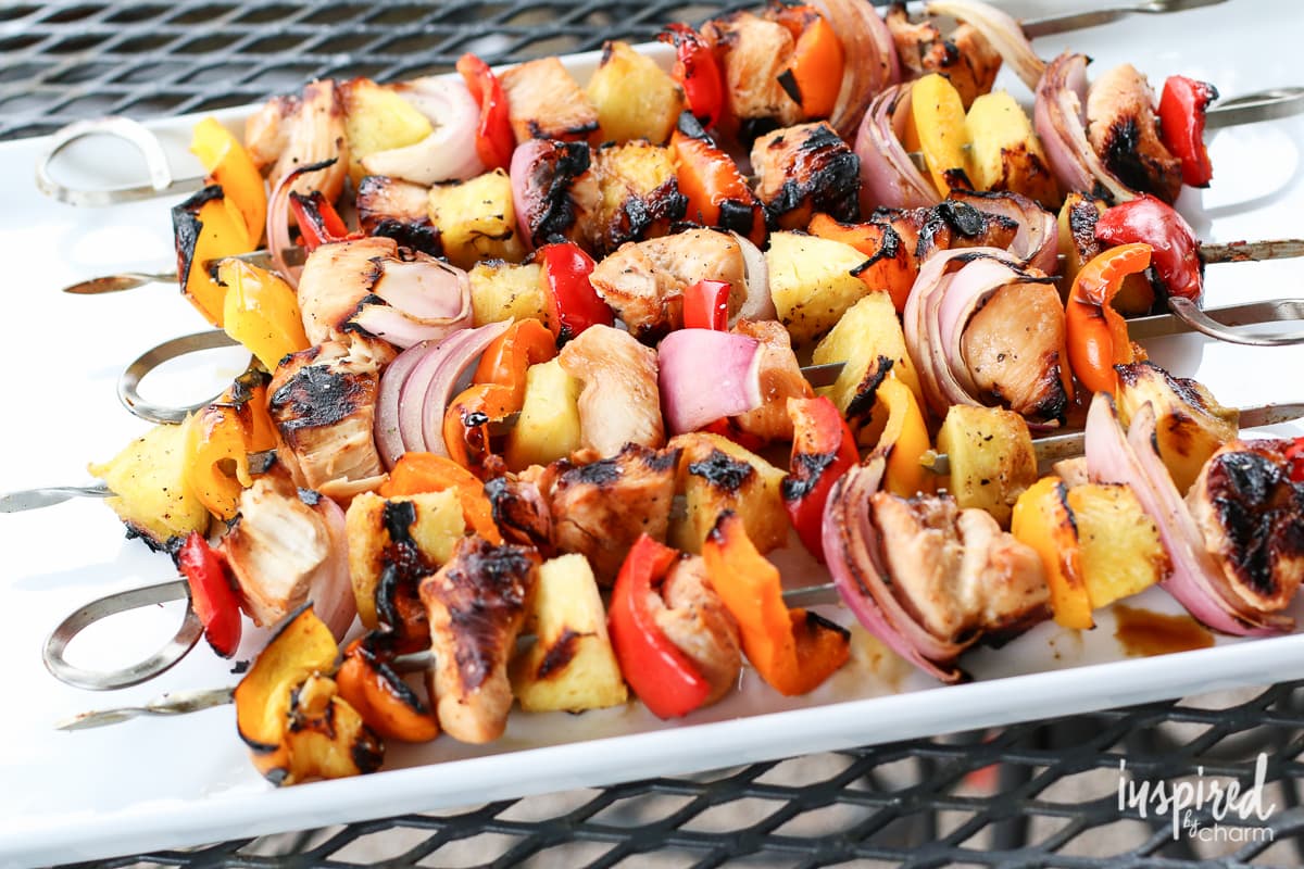 Grilled Pineapple Chicken Kabobs | Inspired by Charm