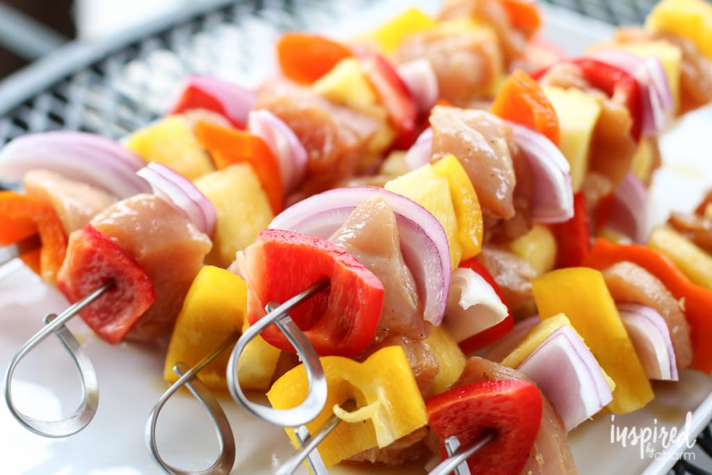 Grilled Pineapple Chicken Kabobs | Inspired by Charm
