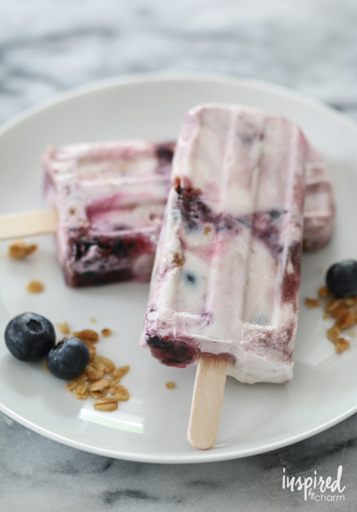 Blueberry Yogurt Parfait Pops | Inspired by Charm