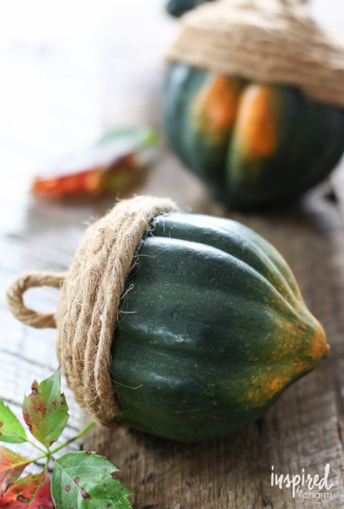 These "acorns" made with acorn squash are a quick and easy DIY to help decorate your home for the fall. inspiredbycharm.com