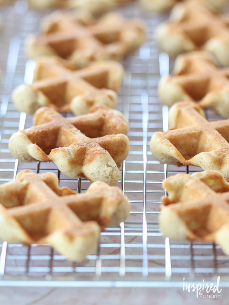 waffle cookies on a cooling rack.