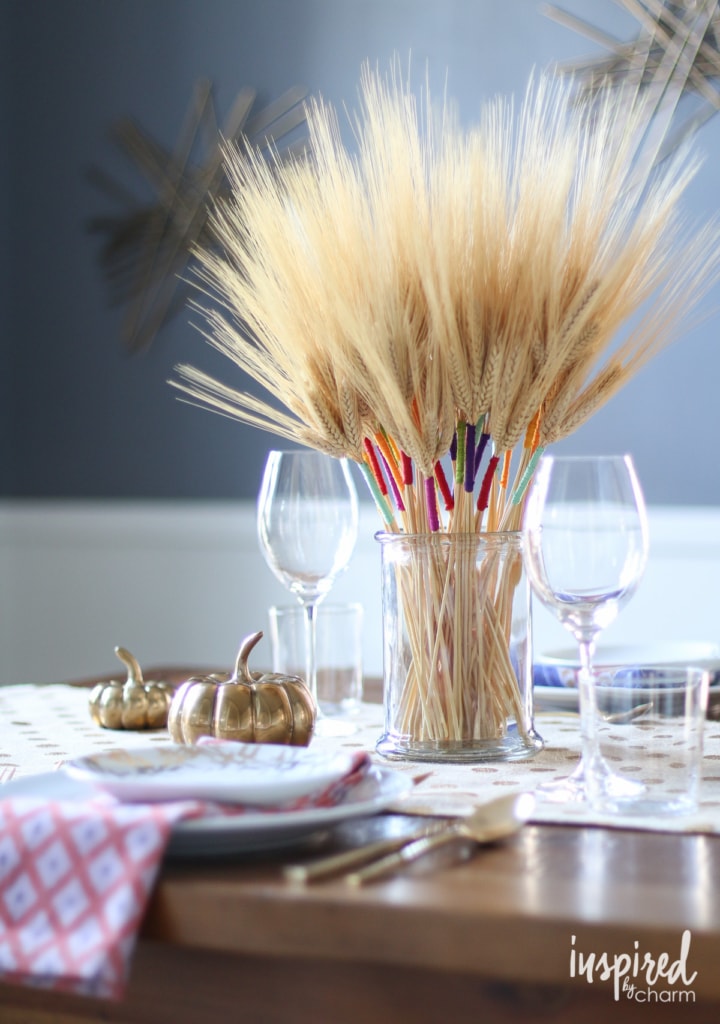 DIY Color Wrapped Wheat Decor