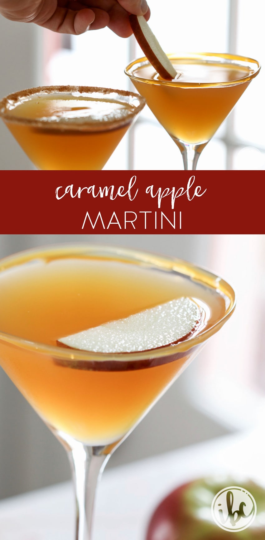 This Caramel Apple Martini is an easy and delicious fall cocktail recipe. #fall #cocktail #martini #applemartini #caramel #recipe