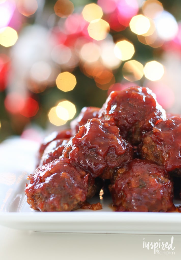 cranberry flavored meatballs on a plate