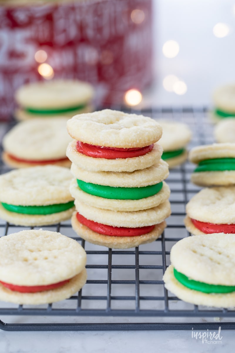 Cream Wafer Sandwich Cookies on cooling rack