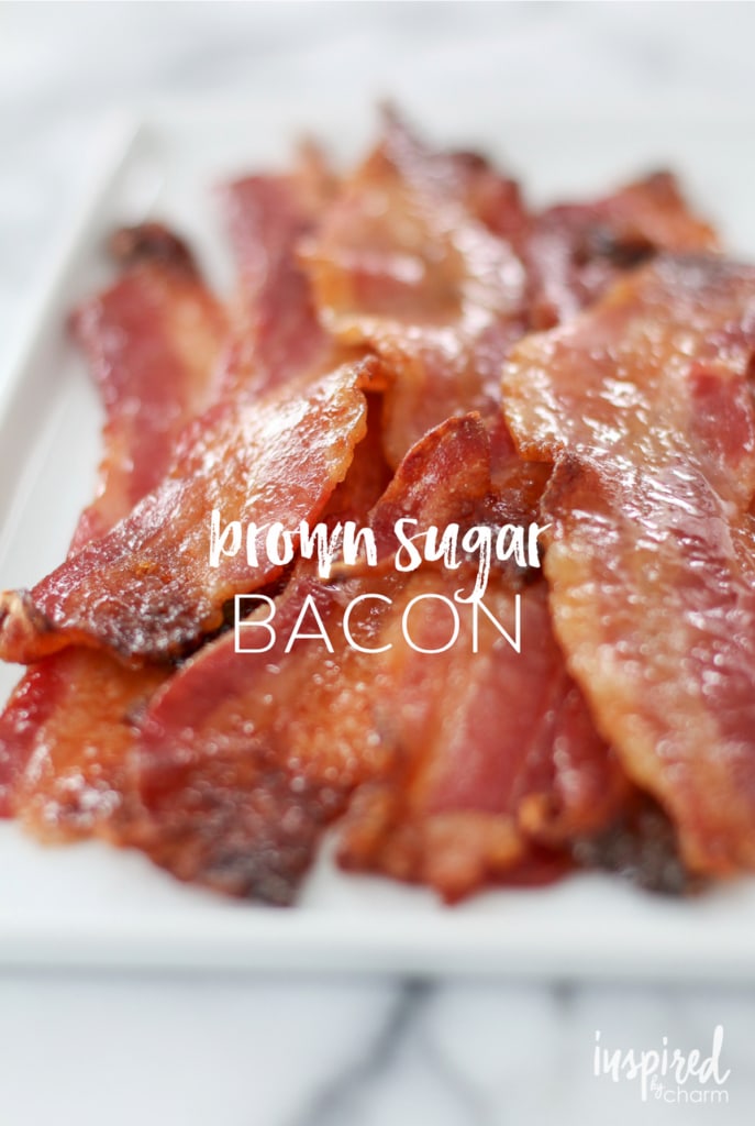 close up of a platter of brown sugar bacon