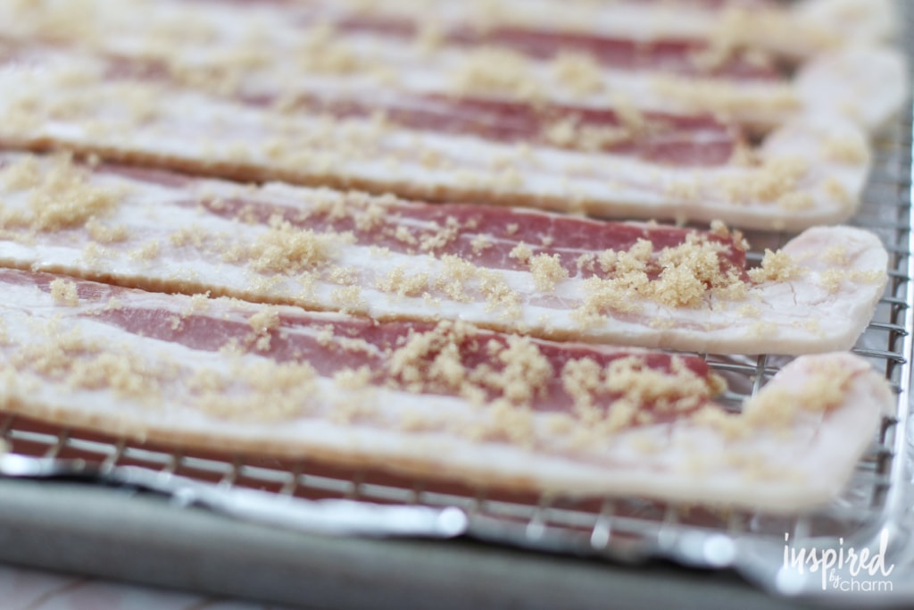 tray of uncooked brown sugar bacon