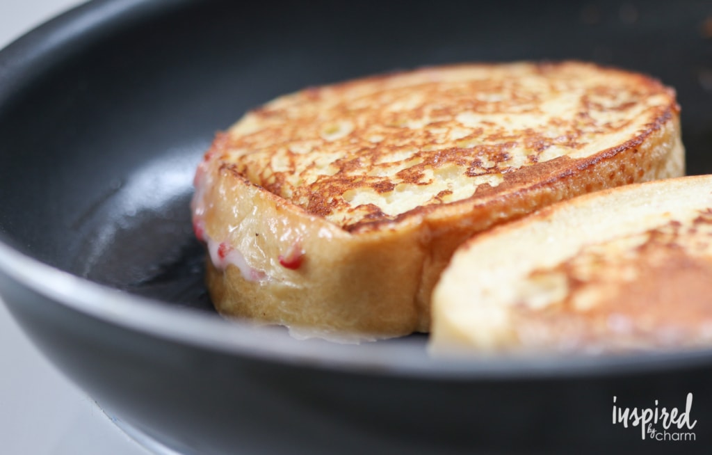 golden brown toast in a skillet