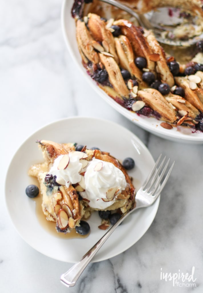 Blueberry Almond Pancake Pudding | inspiredbycharm.com