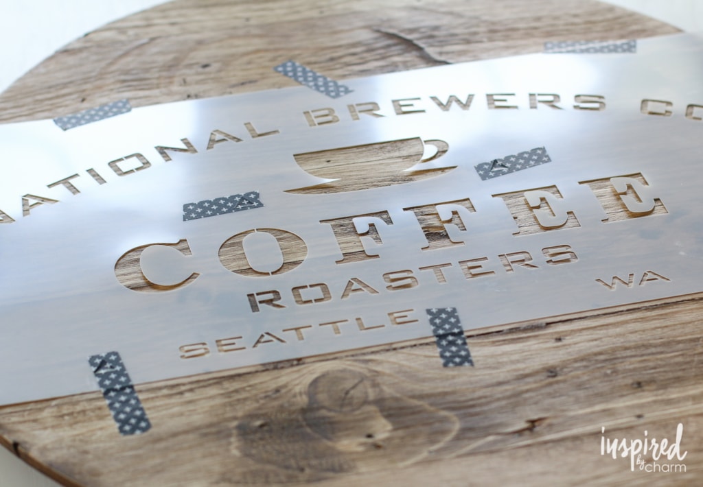 DIY Stenciled Coffee Tray| inspiredbycharm.com