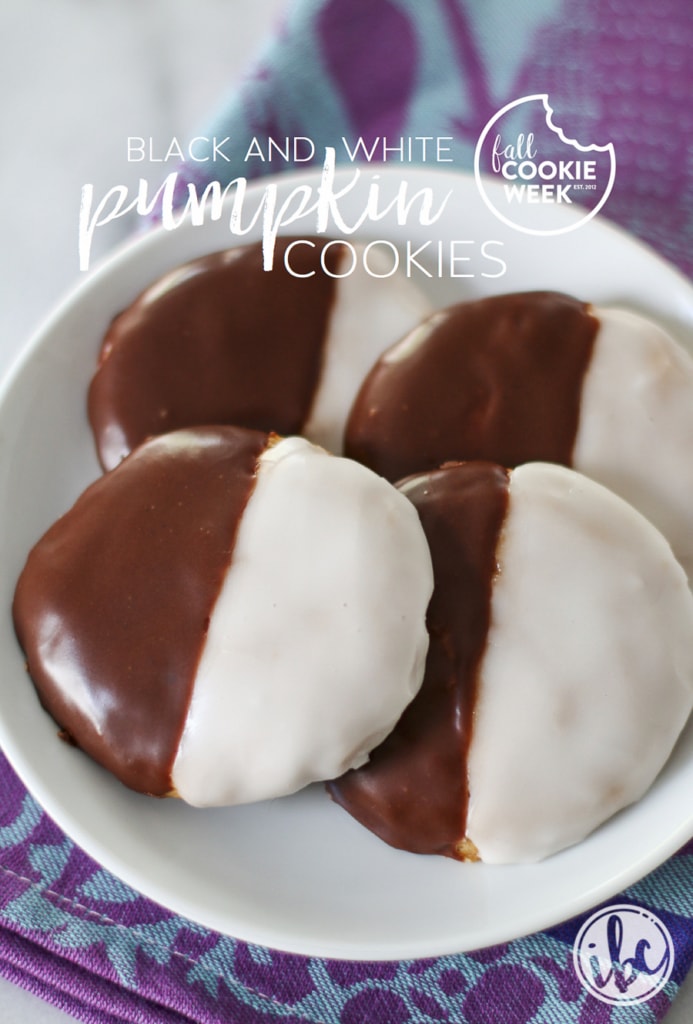Black and White Pumpkin Cookies #pumpkin #fallbaking #recipe #cookies #fallcookie #pumpkincookie