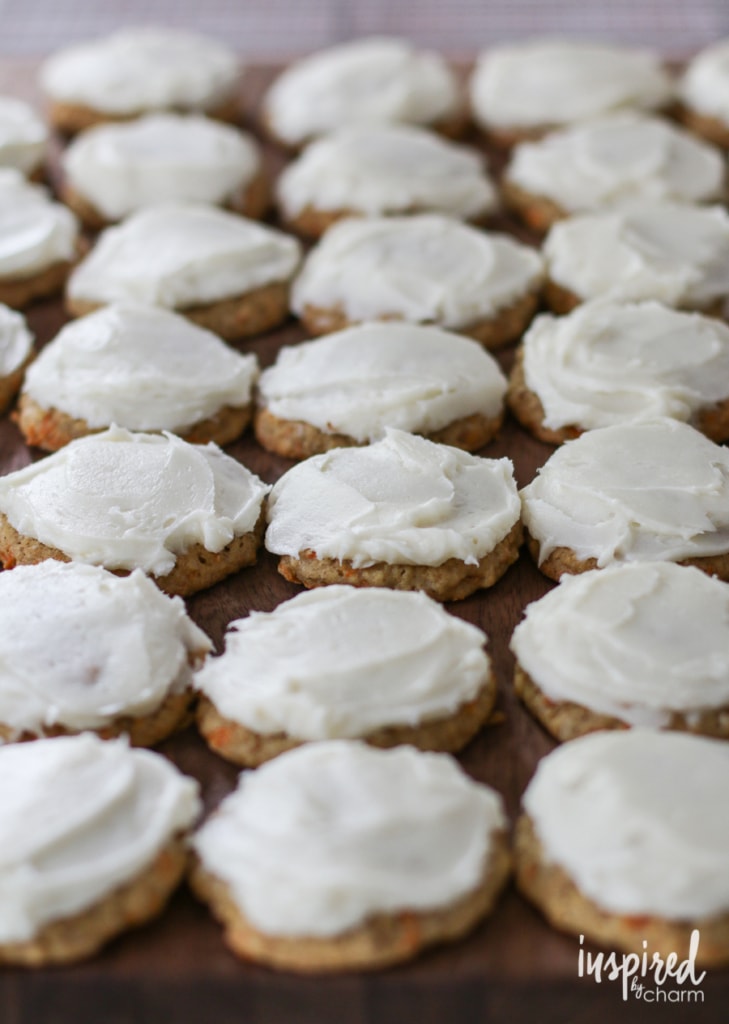 Frosted Carrot Cake Cookies on table.