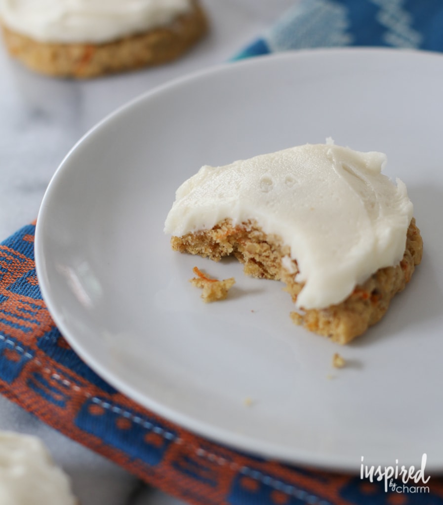 Frosted Carrot Cake Cookies | inspiredbycharm.com
