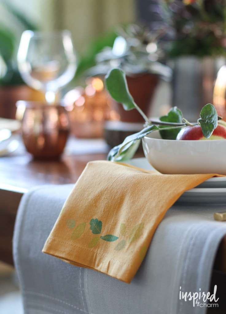Beautiful DIY Stamped Napkins for Chic Entertaining | inspiredbycharm.com