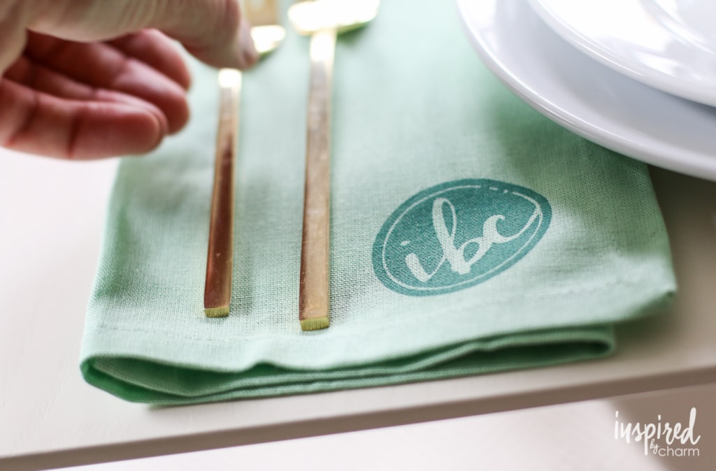 Beautiful DIY Stamped Napkins for Chic Entertaining | inspiredbycharm.com