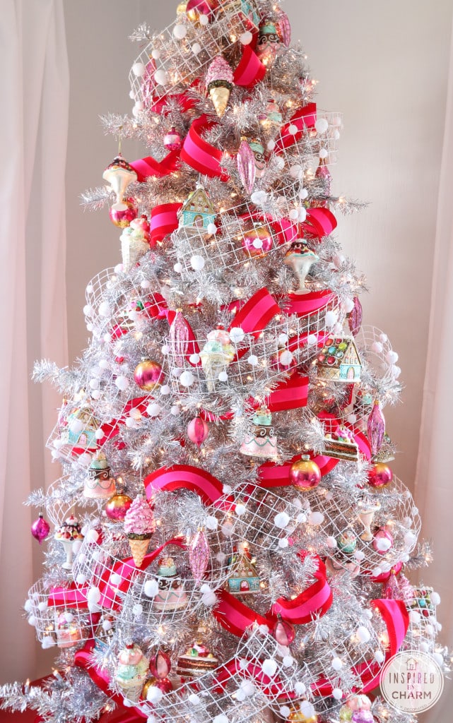 bright and fun pink decorated Christmas tree