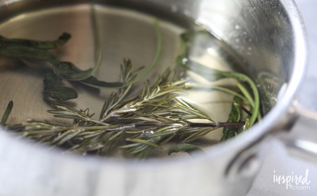 DIY rosemary simple syrup with sage