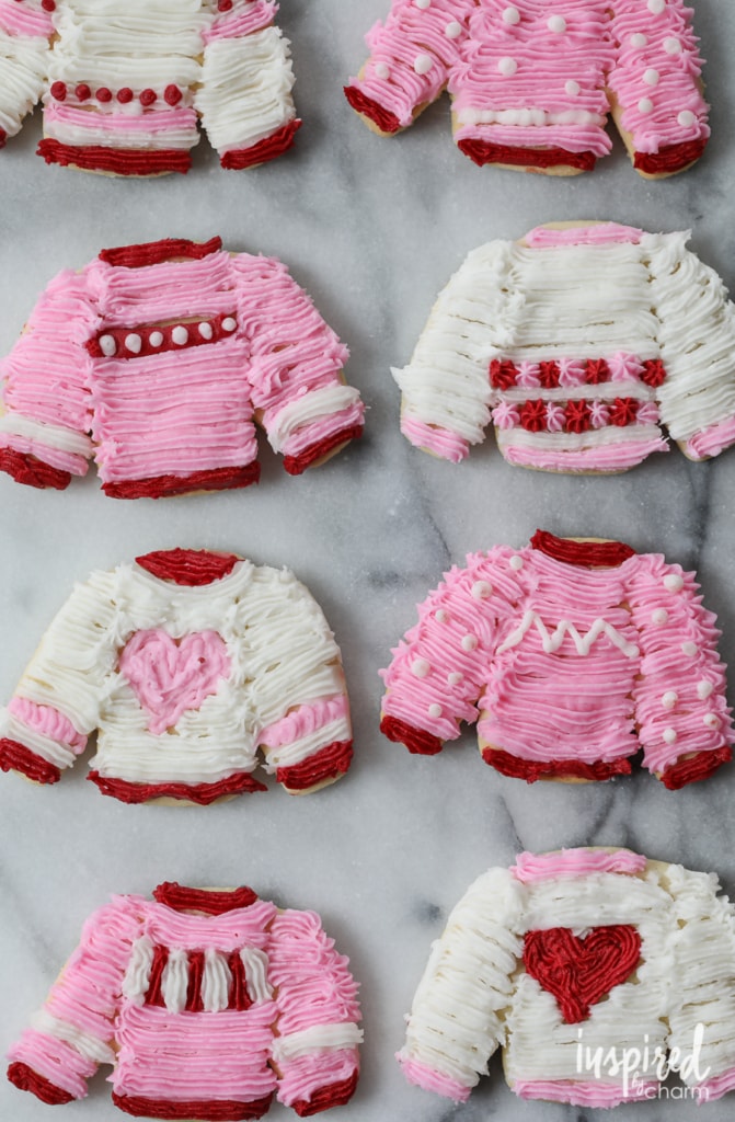 Valentine's themed ugly sweater cookies