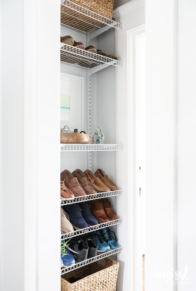 DIY Custom Shoe Storage - how to organize your shoes in an unused space. 