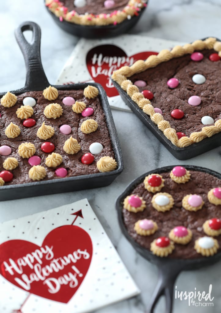 Homemade Skillet Brownies - dessert recipe for Valentine's Day!