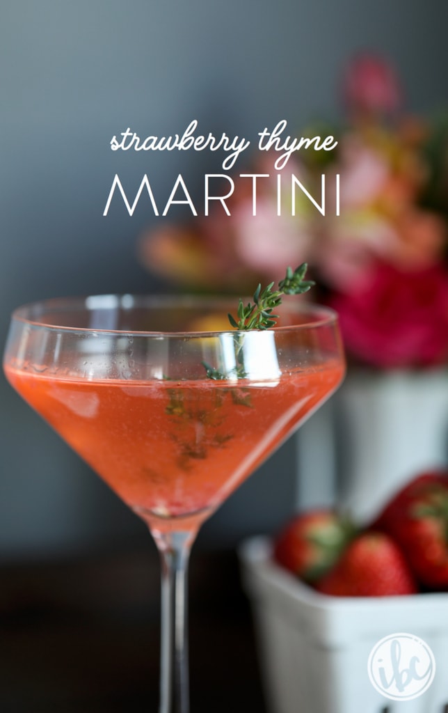 Strawberry Thyme Martini - spring cocktail martini recipe ideas | Inspired by Charm