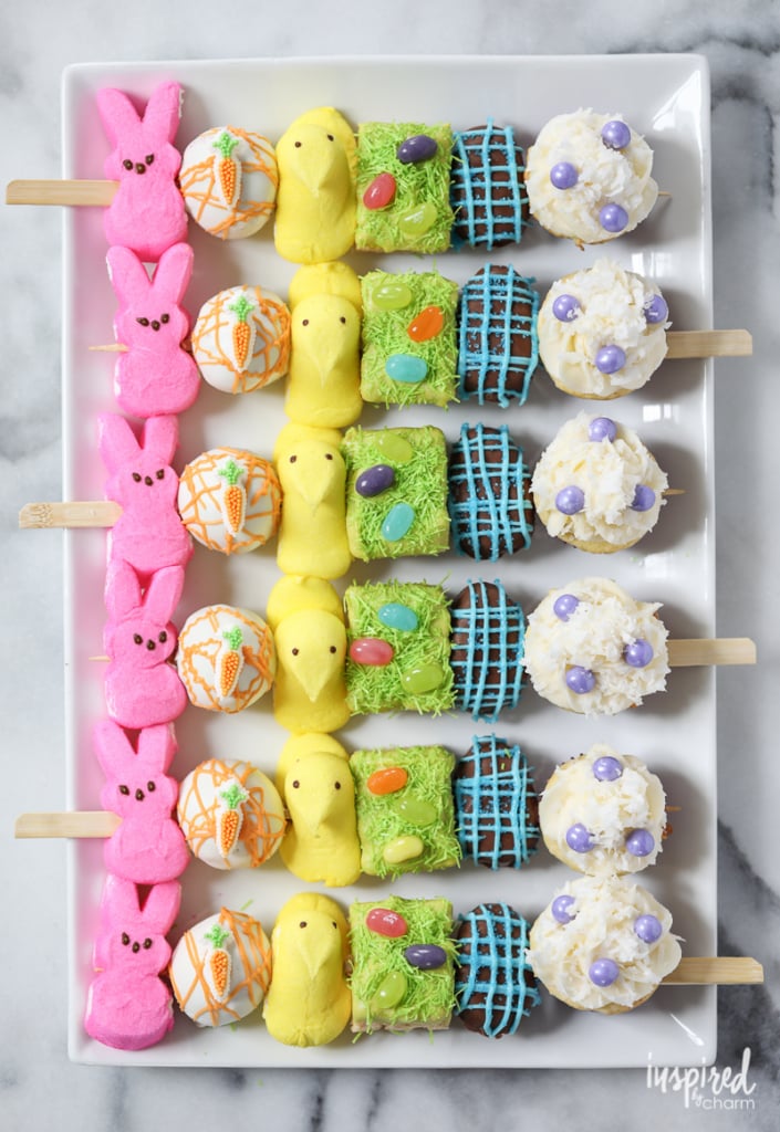 Easter Dessert Kabobs - Spring / Easter rainbow dessert recipe ideas | Inspired by Charm