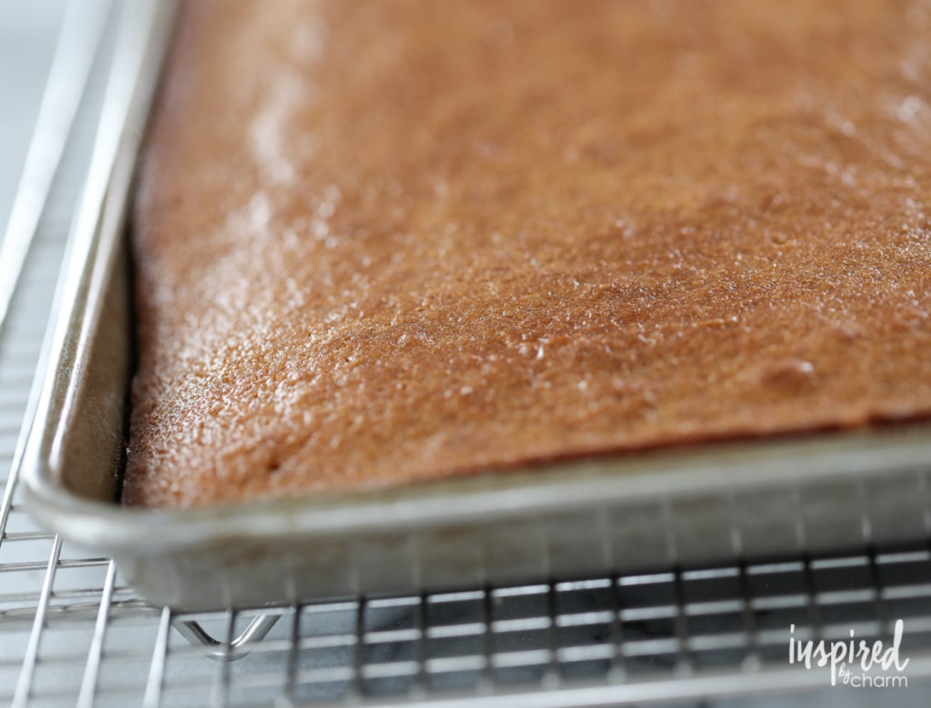 Peanut Butter Sheet Cake - Classic Texas Sheet Cake get's a flavor update with this peanut butter variation. | Inspired by Charm