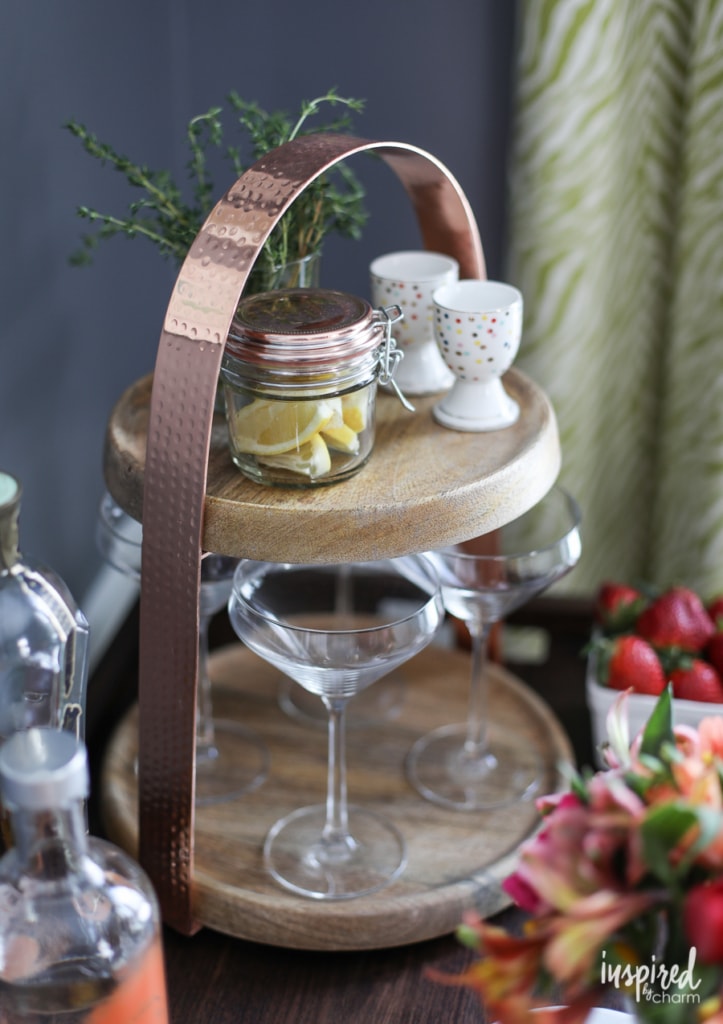 Ideas and tips for styling your bar cart for spring - Spring Bar Cart | Inspired by Charm