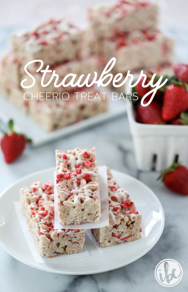 Strawberry Cheerio Treat Bars - spring summer dessert recipe strawberry bar treat | Inspired by Charm